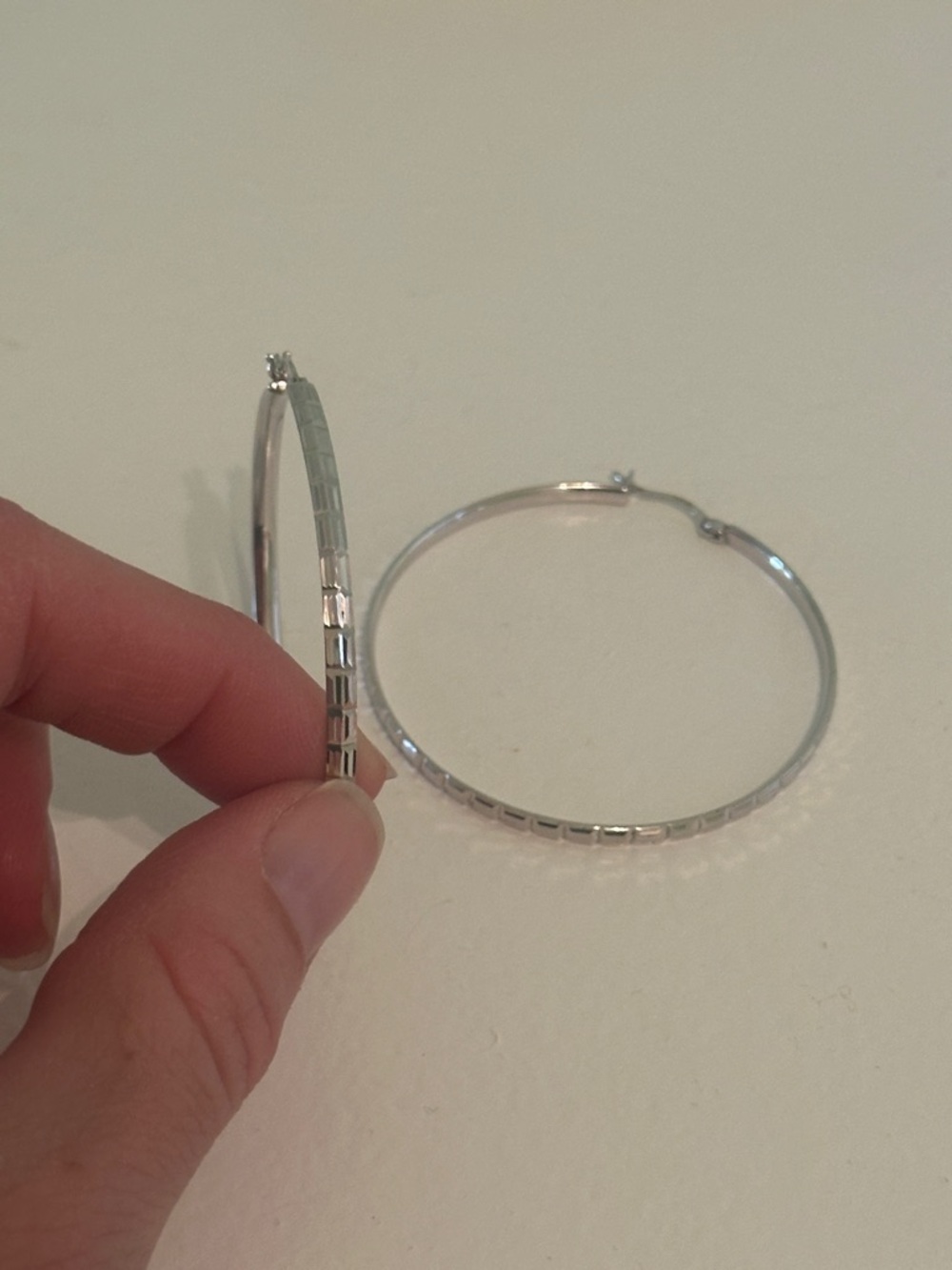 Silver Textured Hoop Earrings